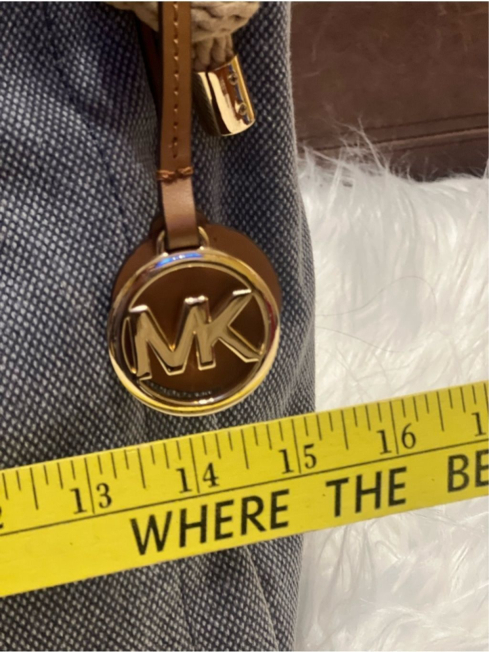 Michael Kors Denim-Style Rope in Light Blue with Gold Accents tote bag - Picture 7 of 13